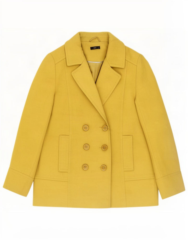 M&Co Jaqueta blazer feminina com peito duplo Reino Unido 12 poliéster amarelo médio