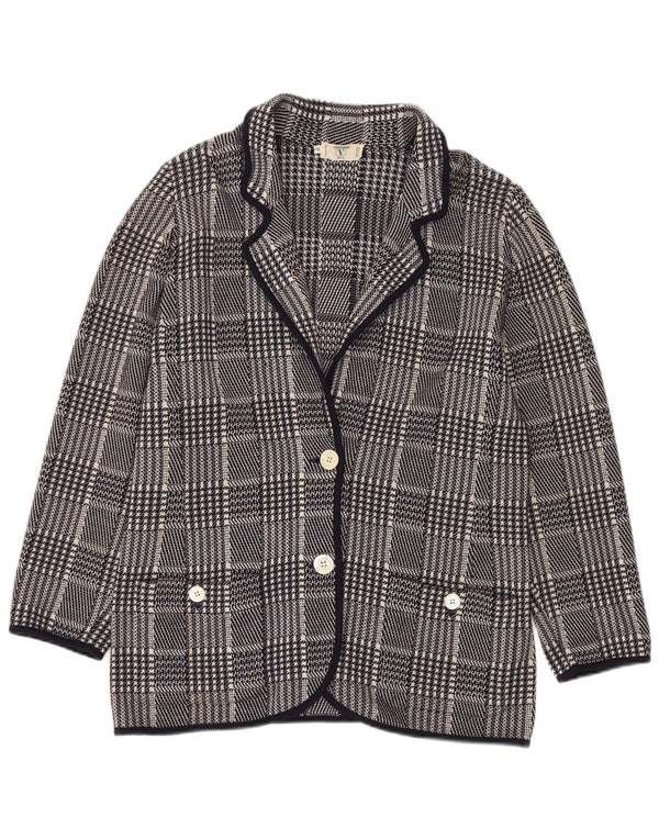 VALENTINO Jaqueta feminina Miss V Blazer IT 48 XL azul marinho Houndstooth