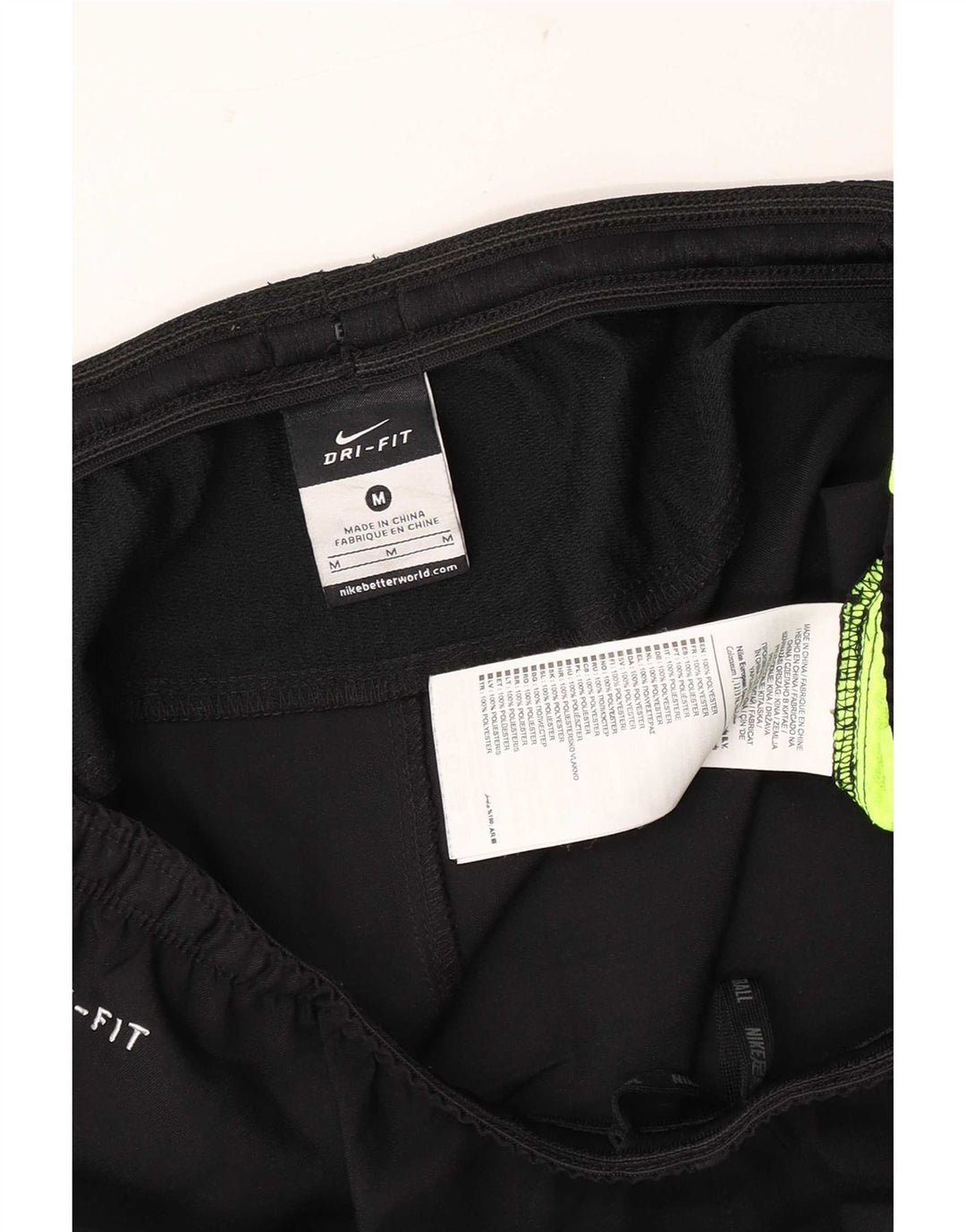 Shorts esportivos masculinos Nike Dri Fit médio preto colorblock poliéster