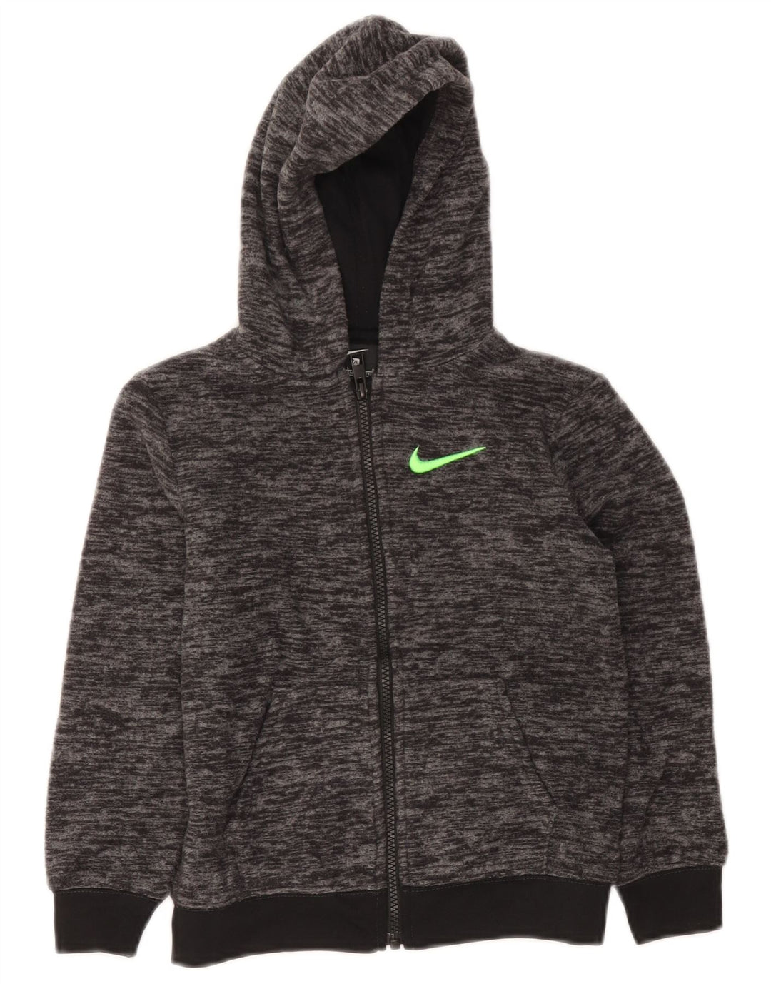 Suéter Nike Boys Zip com capuz 6-7 anos grande cinza manchado