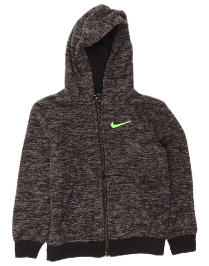 Suéter Nike Boys Zip com capuz 6-7 anos grande cinza manchado