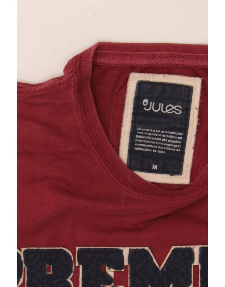 JULES Mens Graphic T-Shirt Top Medium Burgundy Cotton Vintage Jules and Second-Hand Jules from Messina Hembry 