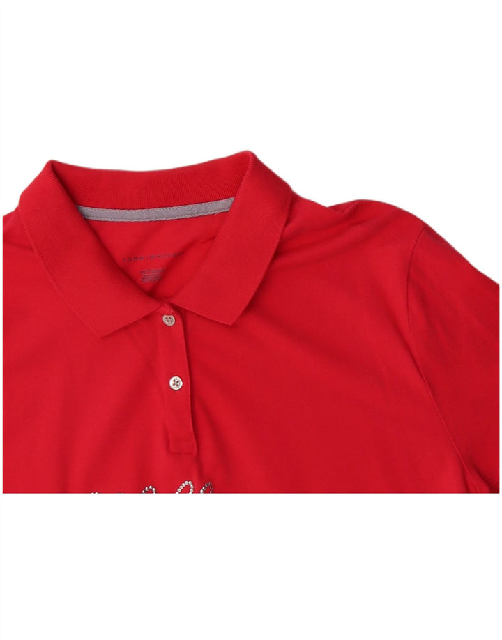 Camisa polo feminina TOMMY HILFIGER UK 20 2XL algodão vermelho