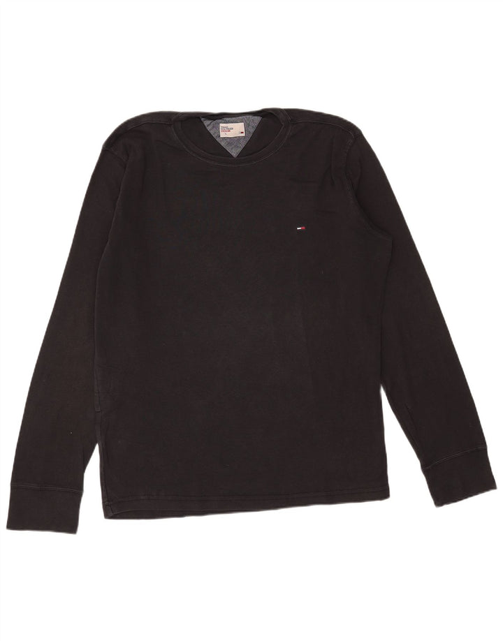 Top masculino Tommy Hilfiger manga comprida grande algodão preto