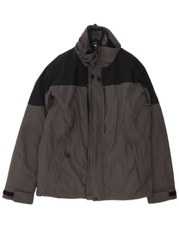 Jaqueta corta-vento masculina MC Kinley com capuz Reino Unido 38 bloco colorido cinza médio