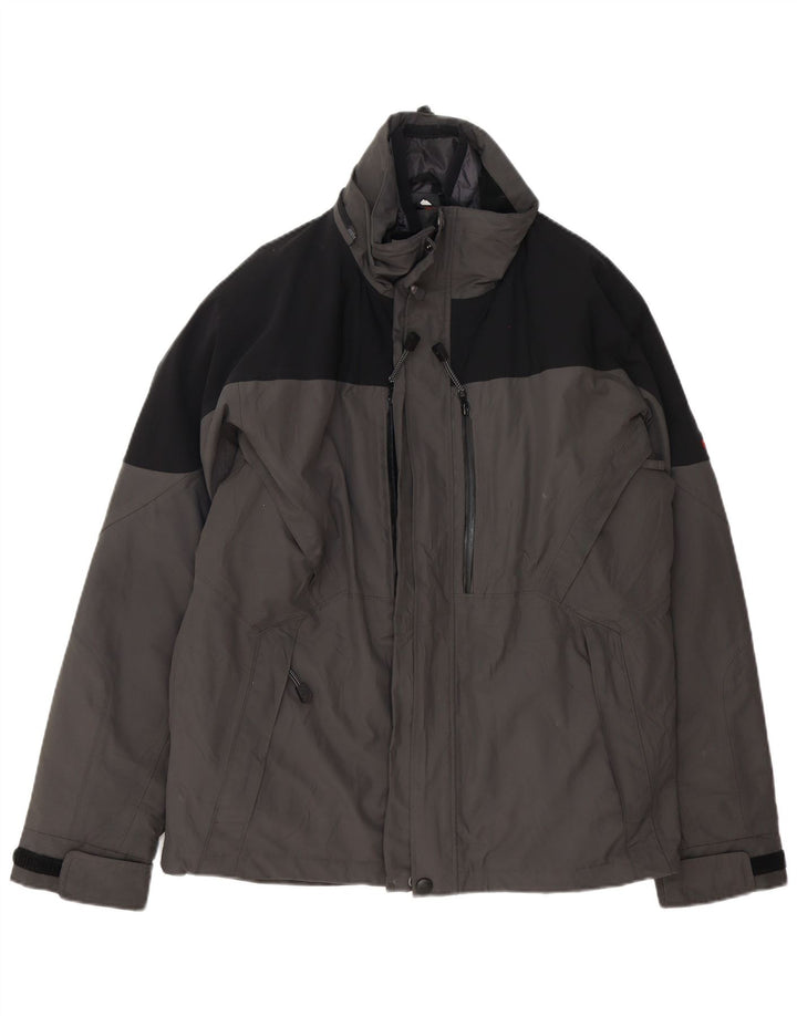 Jaqueta corta-vento masculina MC Kinley com capuz Reino Unido 38 bloco colorido cinza médio