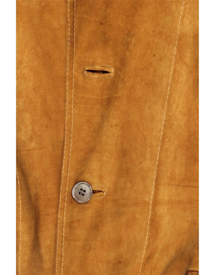 Jaqueta bomber masculina vintage de camurça UK 38 marrom médio