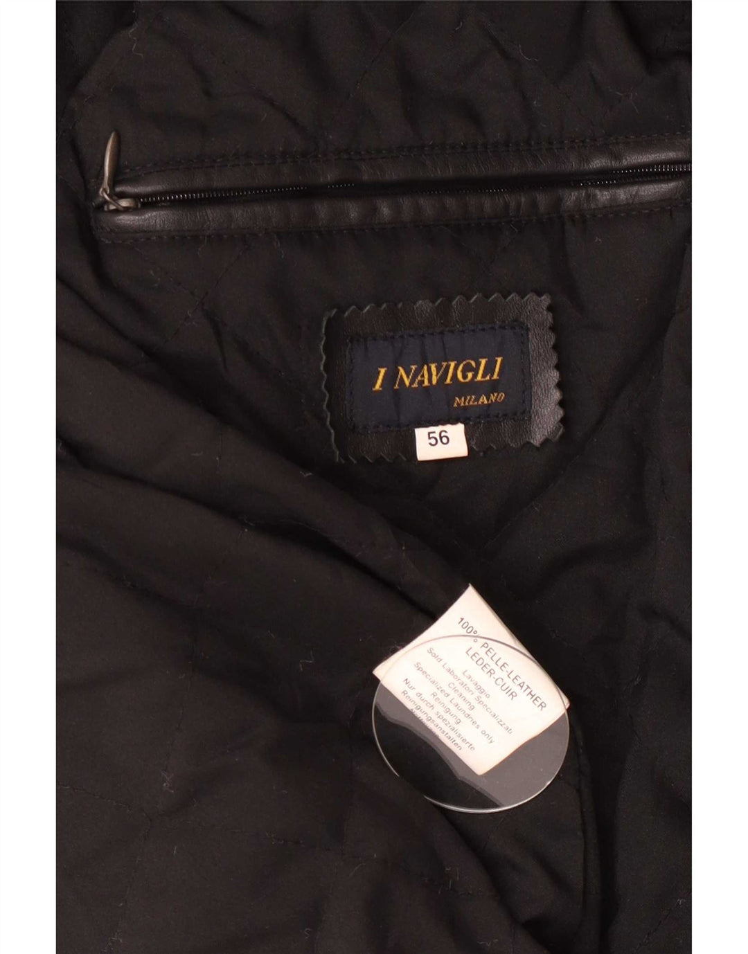 Jaqueta de couro masculina I NAVIGLI IT 56 3XL preta