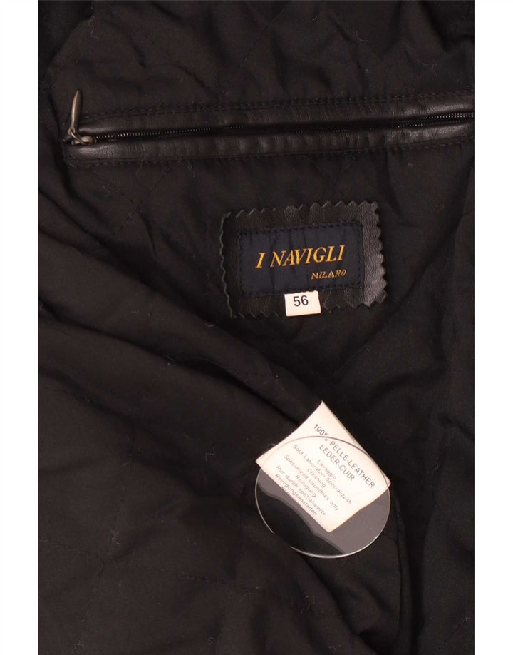 Jaqueta de couro masculina I NAVIGLI IT 56 3XL preta