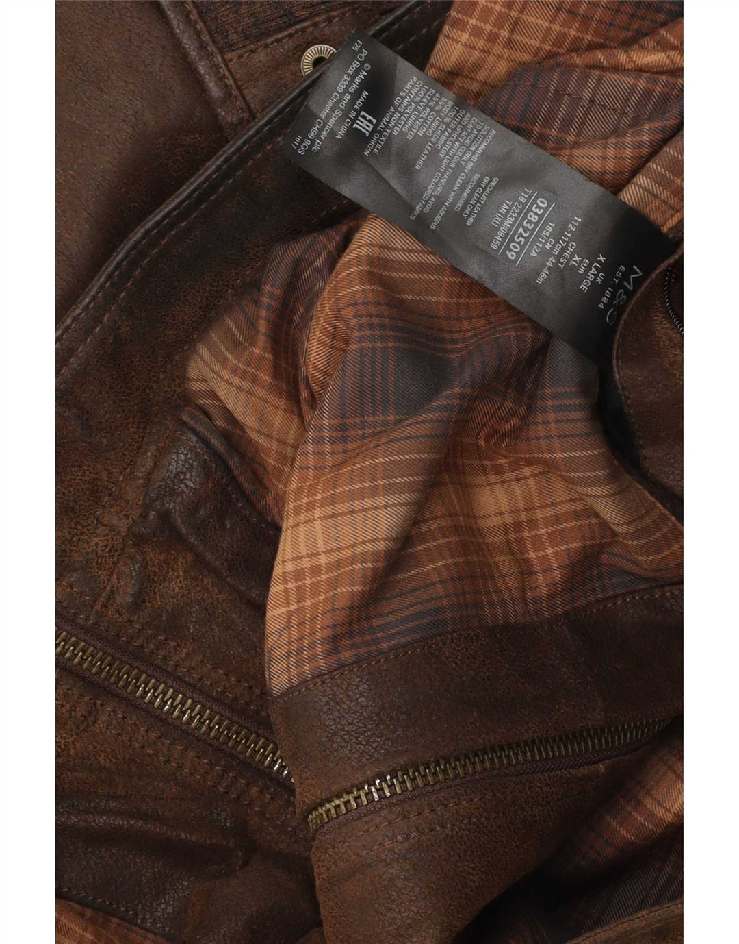 Jaqueta de couro masculina Marks & Spencer Reino Unido 42 XL couro marrom