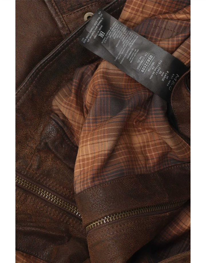 Jaqueta de couro masculina Marks & Spencer Reino Unido 42 XL couro marrom