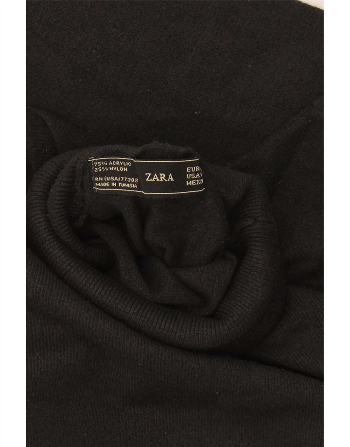 Zara Suéter feminino com gola redonda e gola redonda UK 12 acrílico preto médio
