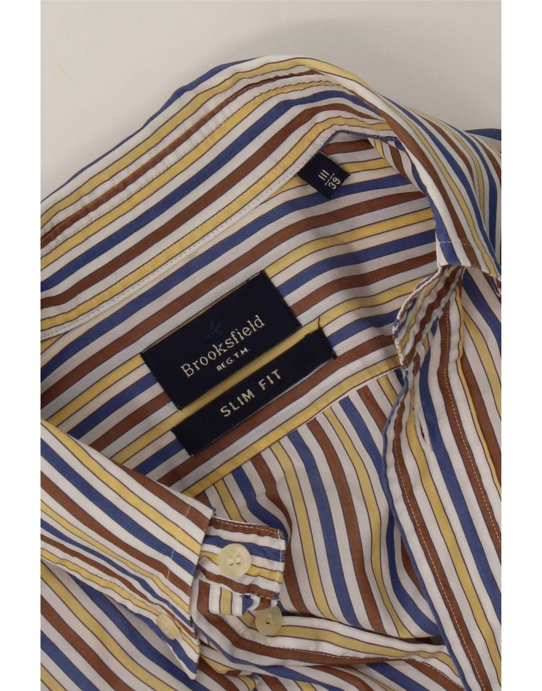 Camisa masculina Brooksfield Slim Fit tamanho 39 médio listrado multicolorido