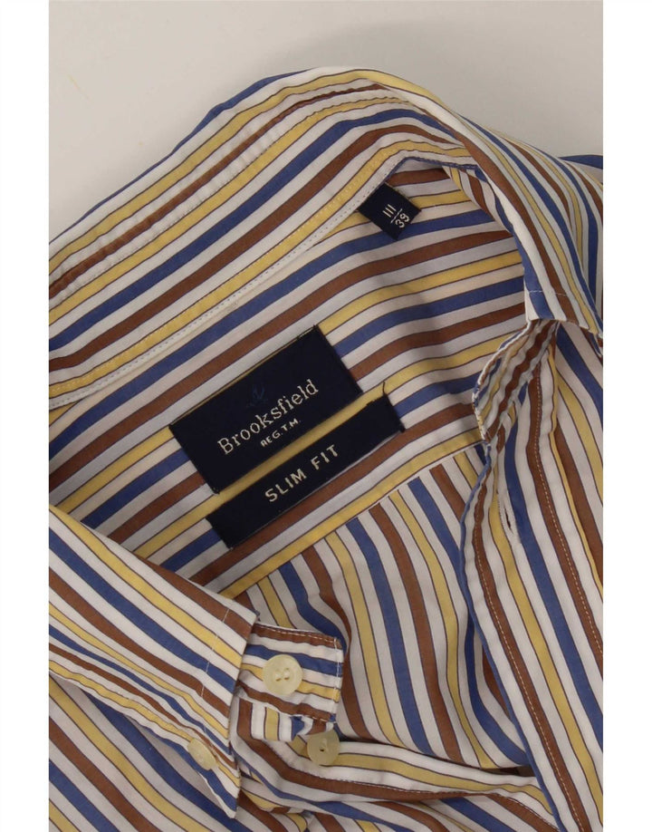 Camisa masculina Brooksfield Slim Fit tamanho 39 médio listrado multicolorido