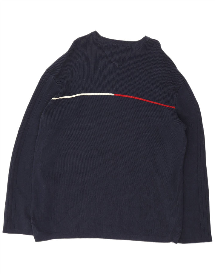 Suéter masculino TOMMY HILFIGER com decote em V 2XL algodão azul marinho