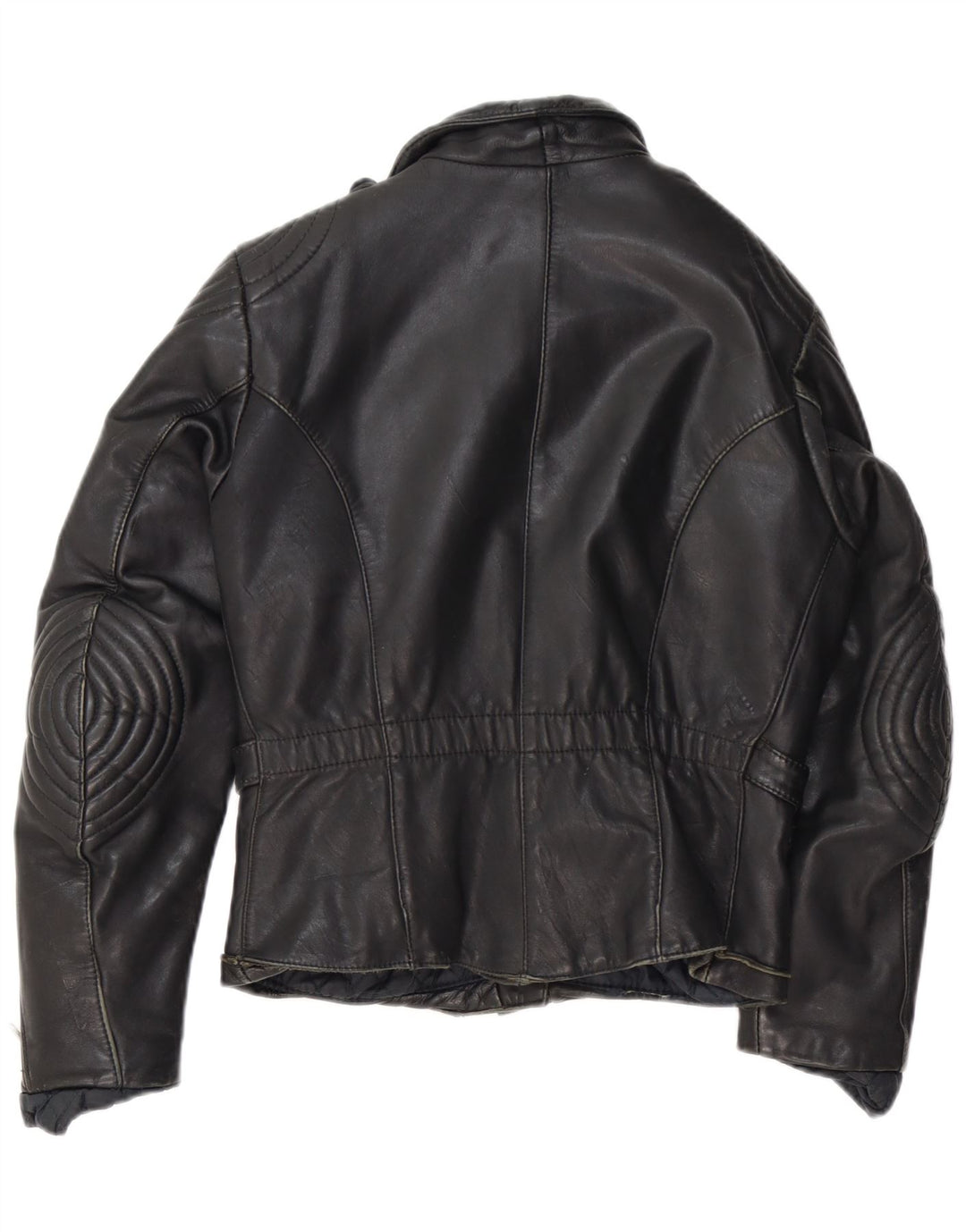 Jaqueta de motociclista de couro feminino vintage IT 44 couro preto médio