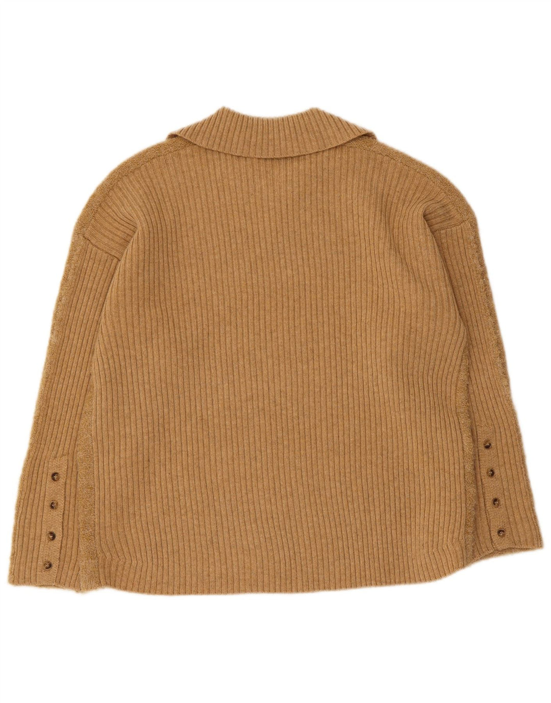 Suéter feminino Indi & Cold com gola polo e gola polo UK 14 lã bege médio