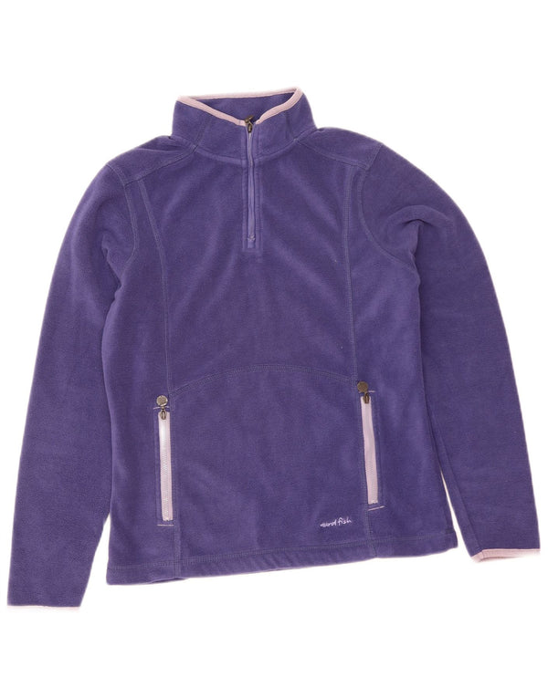 Weird Fish Womens Zip Neck Fleece Jumper UK 10 Small Purple Polyester