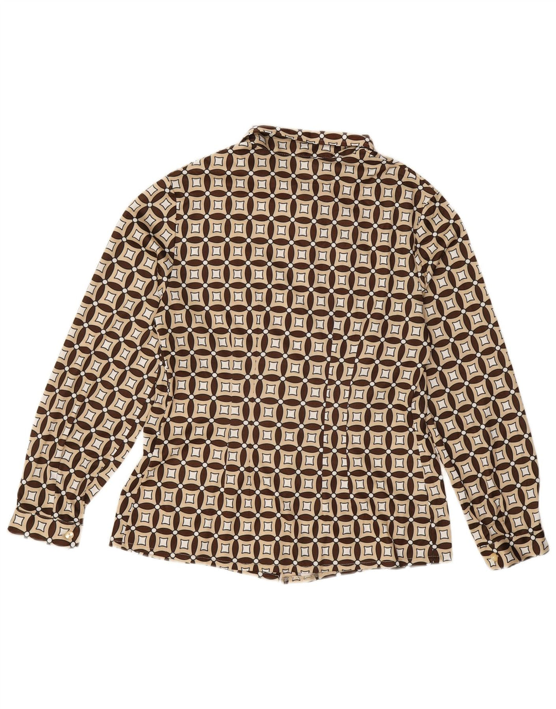 Camisa feminina VINTAGE Reino Unido 16 grande lã geométrica bege