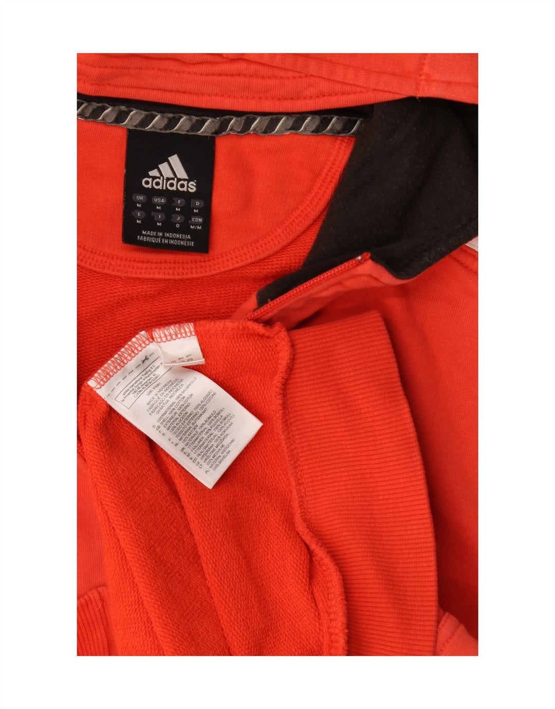 Suéter Adidas masculino com capuz e zíper gráfico médio algodão vermelho