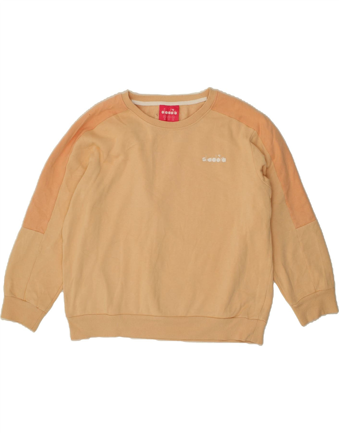 DIADORA Womens Sweatshirt Jumper UK 18 XL Beige Colourblock Vintage Diadora and Second-Hand Diadora from Messina Hembry 