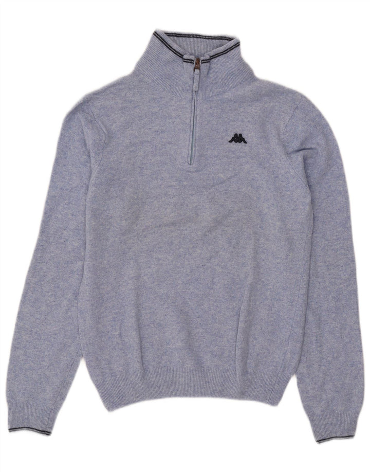 Suéter masculino Kappa com zíper e gola pequena de lã azul