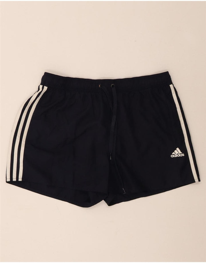 Shorts esportivos masculinos Adidas grandes poliéster azul marinho