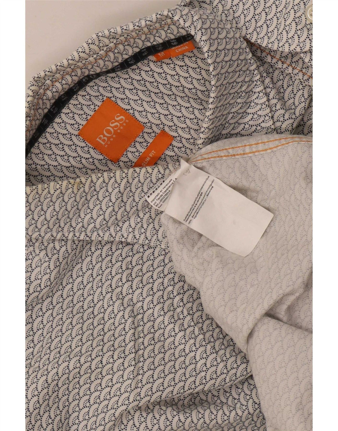 Camisa masculina Hugo Boss com estampa abstrata slim fit de algodão branco médio