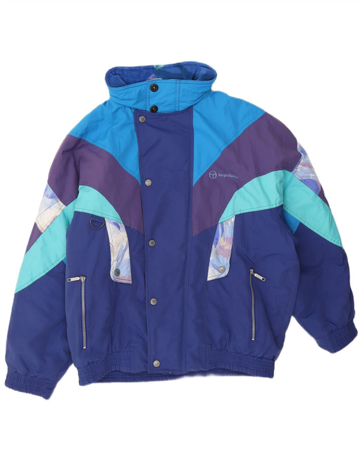 Jaqueta de esqui masculina Sergio Tacchini UK 42 XL azul colorblock poliéster