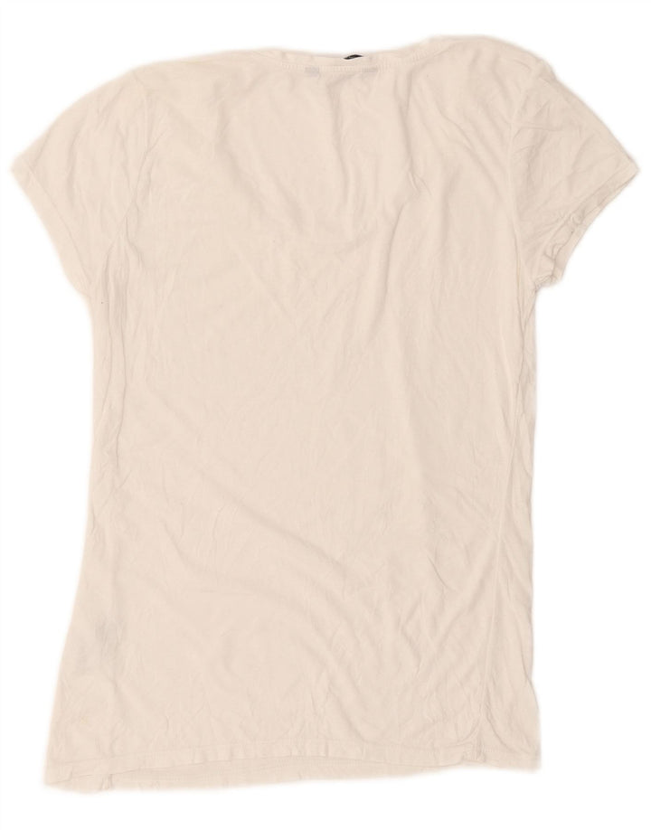Camiseta feminina French Connection Top UK 10 algodão branco pequeno