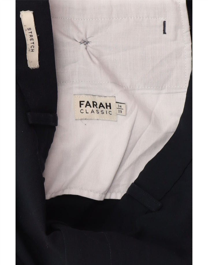 Calça masculina reta casual Farah W34 L29 poliéster azul marinho