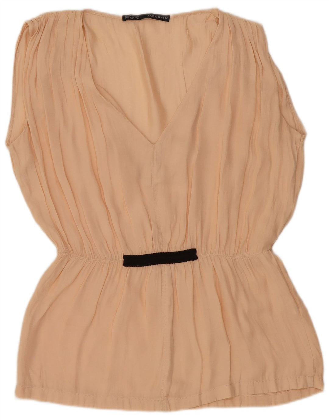 Blusa feminina sem mangas Zara Top UK 14 poliéster bege médio