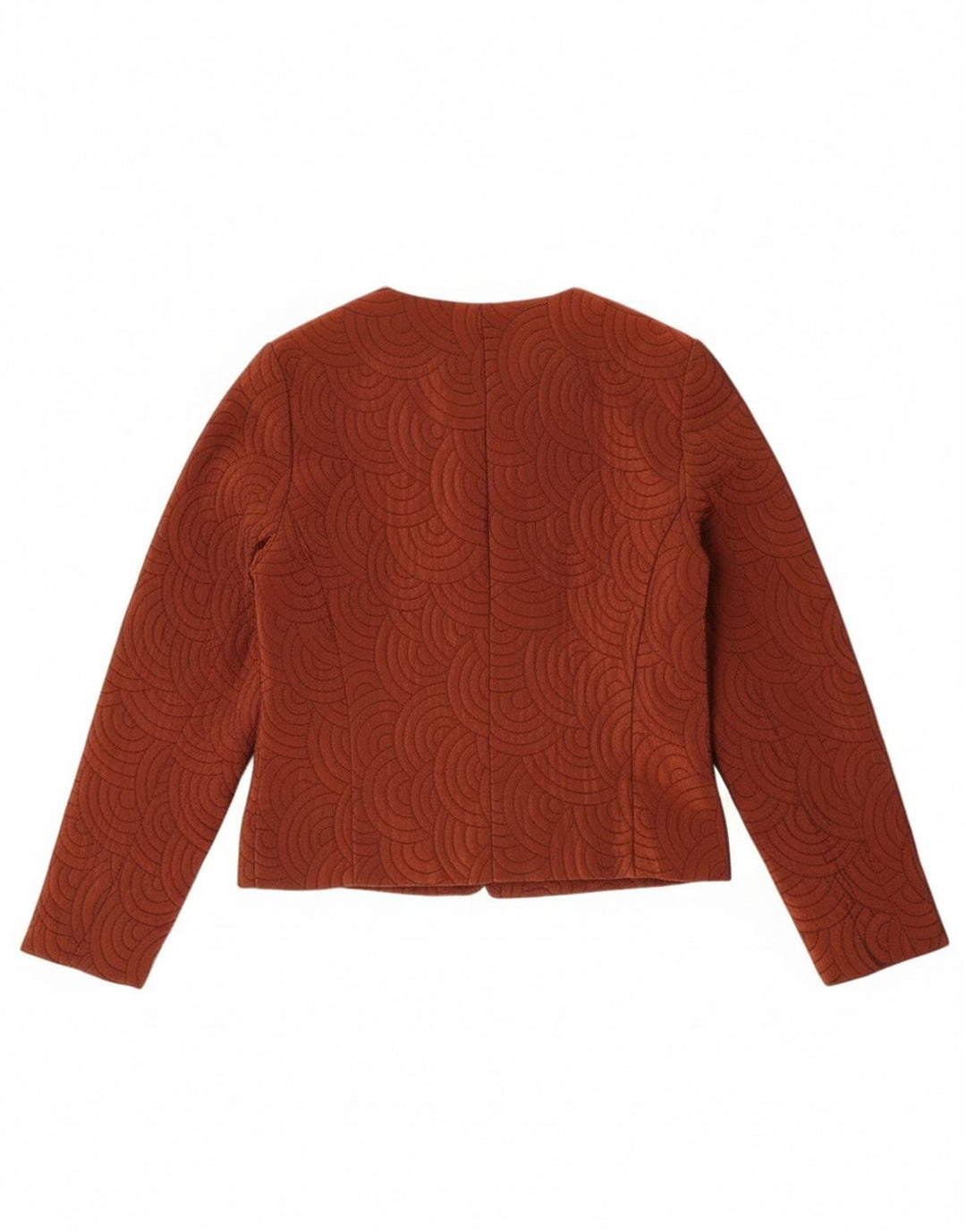 Jaqueta Blazer Feminina Vintage com 3 Botões Reino Unido 14 Acetato Geométrico Marrom Médio