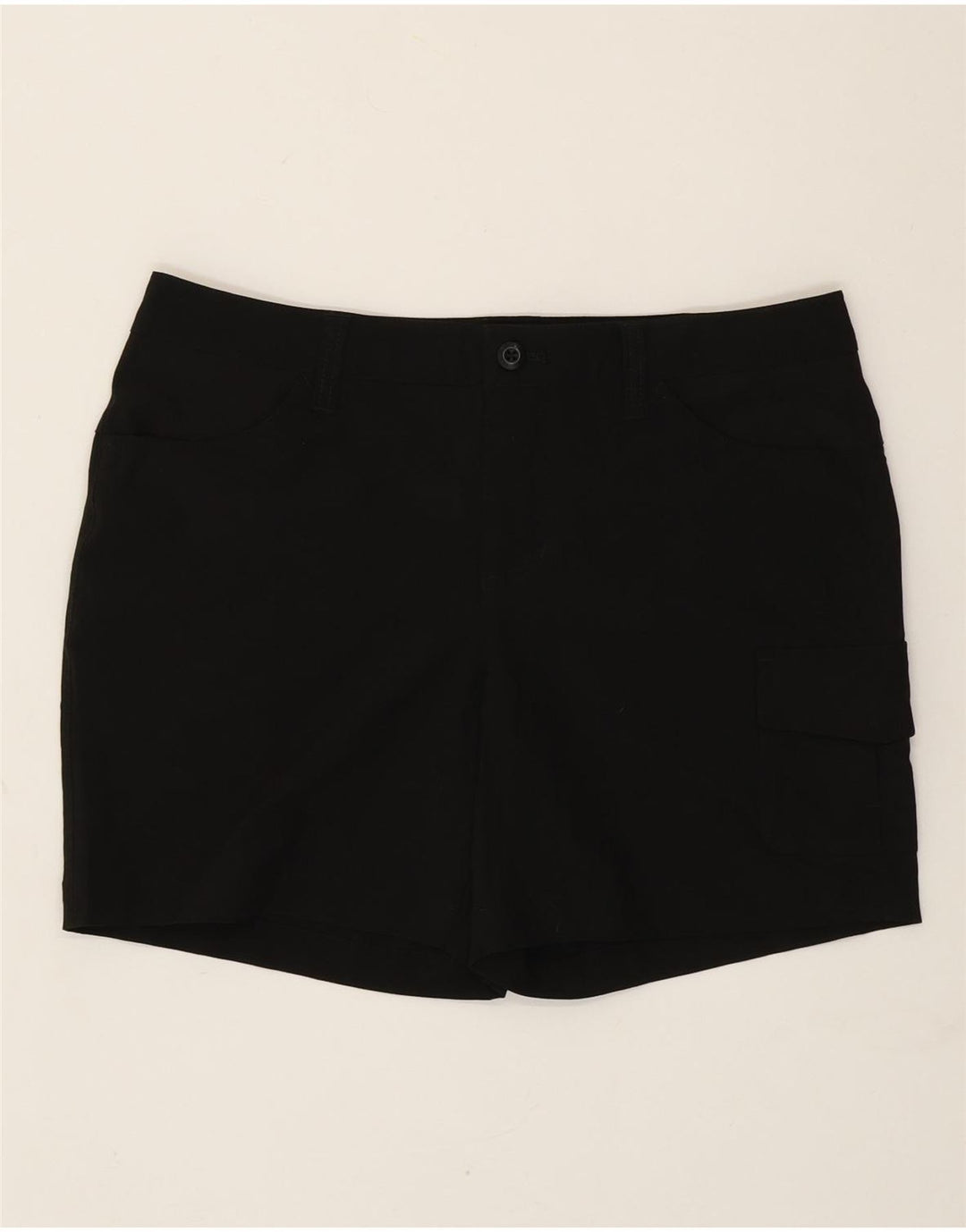 Shorts cargo feminino Eddie Bauer US 8 médio W30 poliéster preto