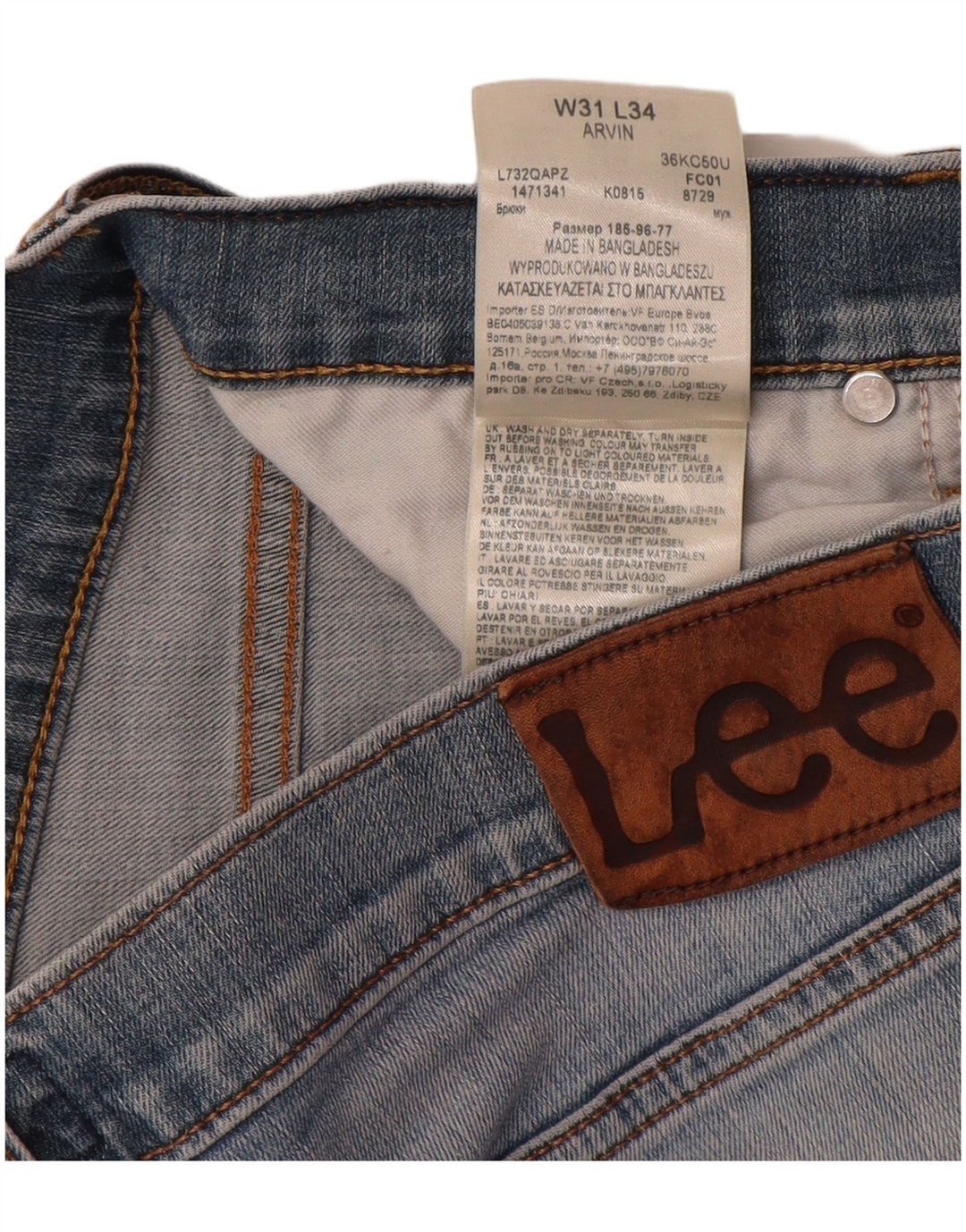 Lee Mens Arvin Slim Jeans W31 L34 Azul Algodão