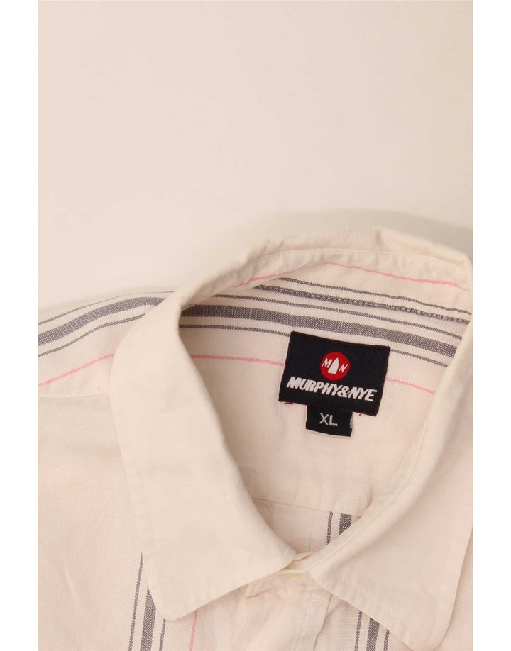 Camisa masculina de manga curta Murphy & Nye XL listrada branca