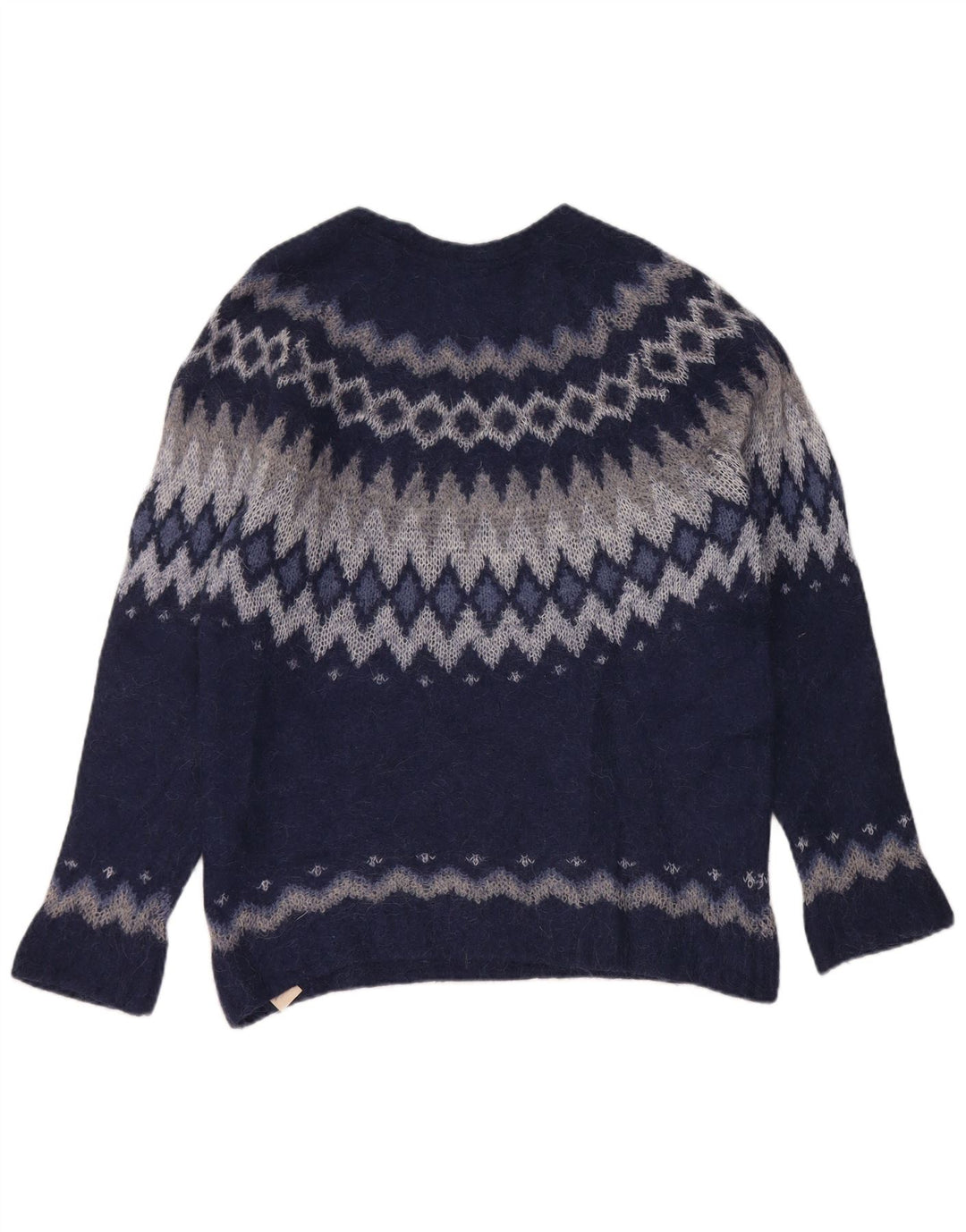 Suéter feminino Massimo Dutti com gola canoa Reino Unido 14 médio azul marinho