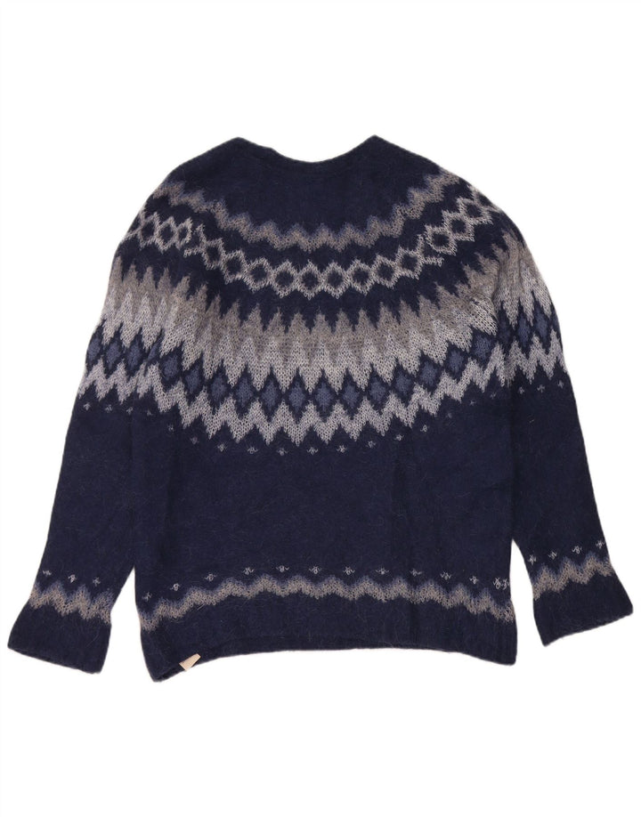 Suéter feminino Massimo Dutti com gola canoa Reino Unido 14 médio azul marinho