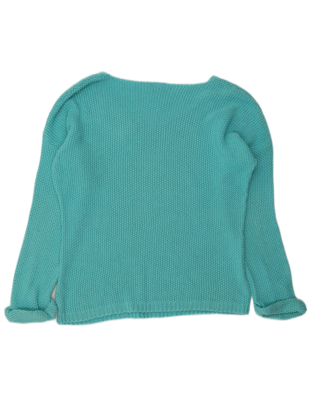 Suéter feminino VINTAGE com decote em V grande IT 42 turquesa médio