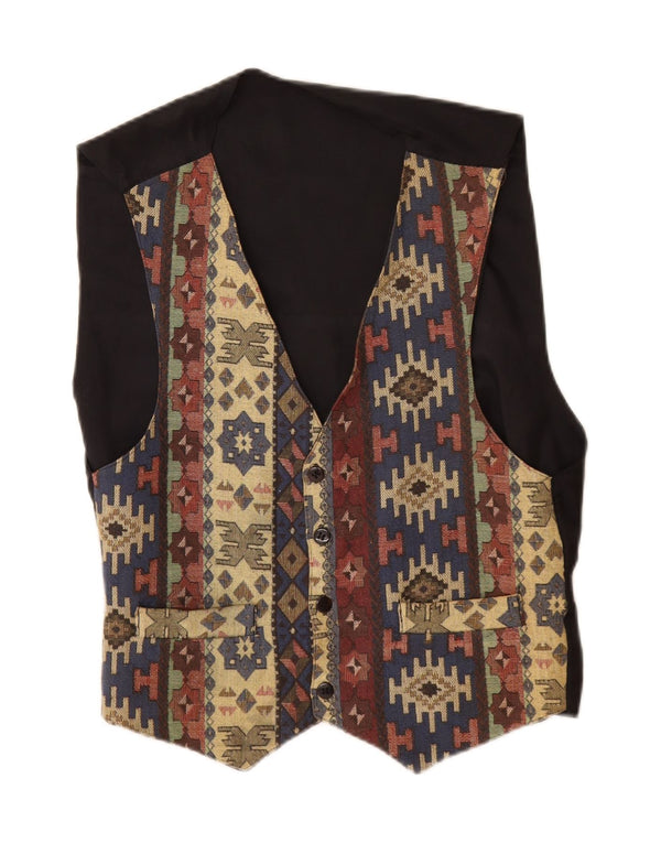 Colete masculino vintage XS algodão geométrico multicolorido