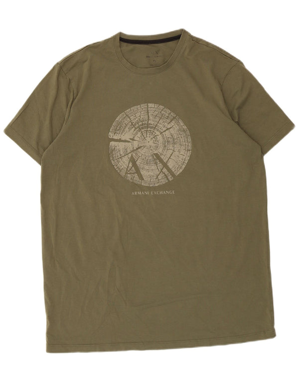 Camiseta gráfica masculina Armani Exchange Top XL Caqui