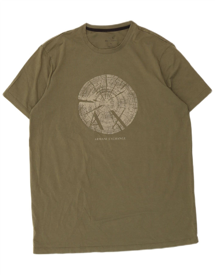 Camiseta gráfica masculina Armani Exchange Top XL Caqui
