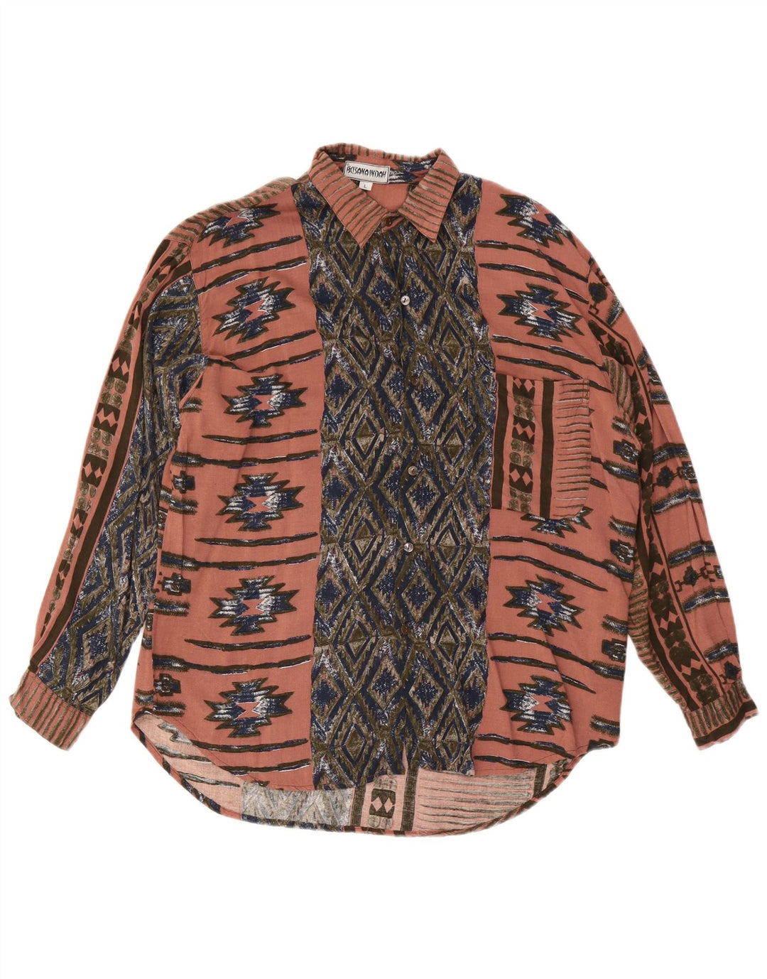 Camisa masculina VINTAGE grande rosa geométrica
