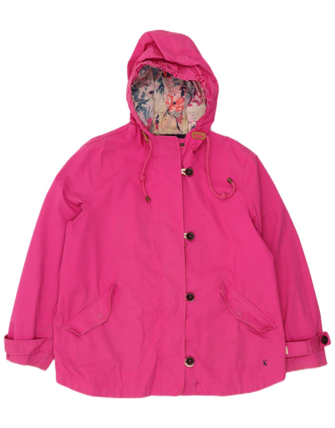 Jaqueta de chuva feminina com capuz JOULES UK 18 XL algodão rosa