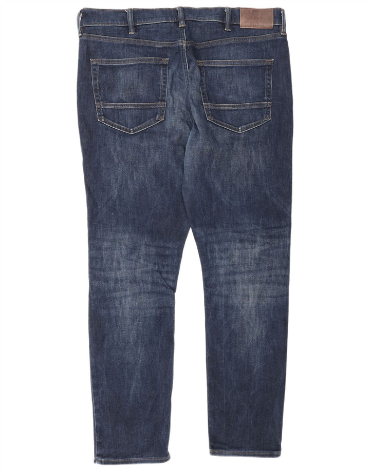 Marks & Spencer Masculino Regular Slim Jeans W36 L31 Azul Marinho Algodão