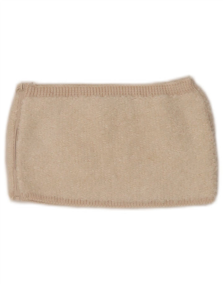Zara Womens Knit Crop Top UK 8 Pequeno Bege Acrílico