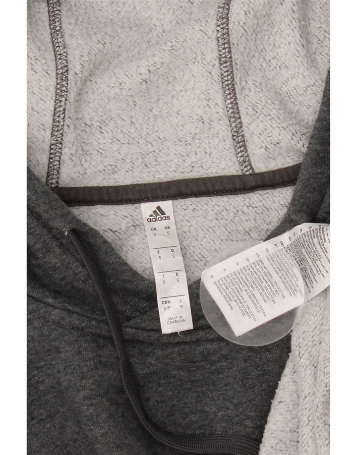 Adidas Mens Hoodie Jumper Pequeno Algodão Cinza