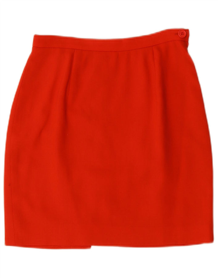 Conjunto de saia feminina vintage com 3 botões e 2 peças IT 40 pequeno W28 lã vermelha