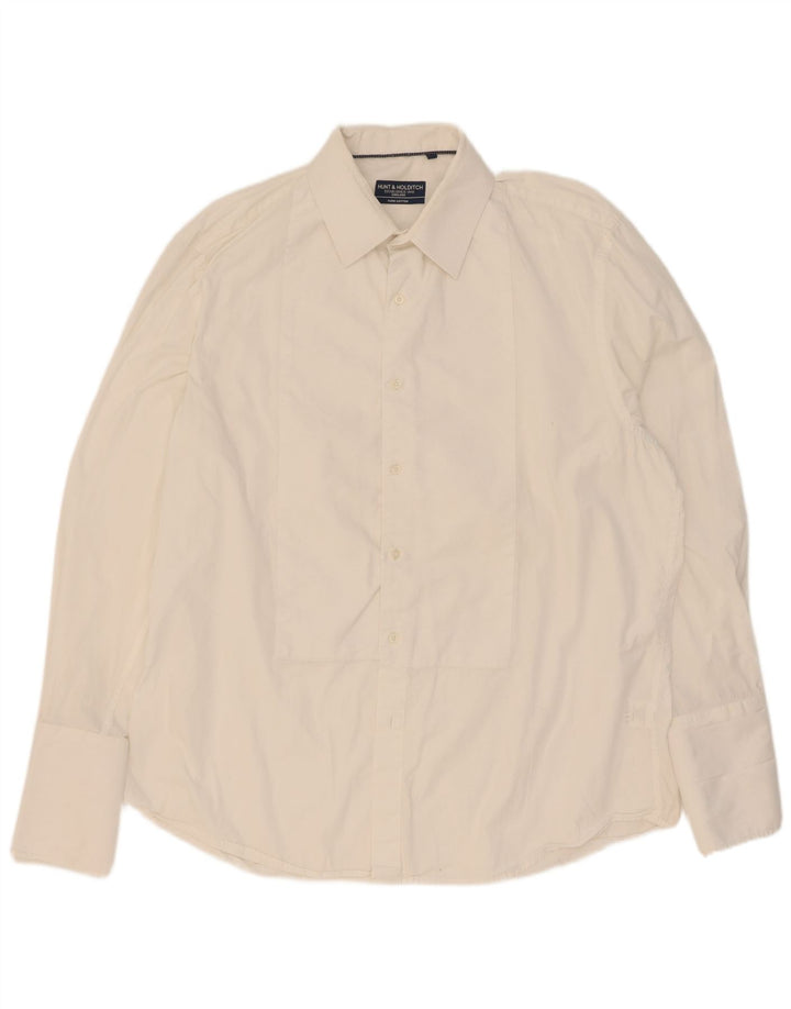 Camisa formal masculina Hunt & Holditch tamanho 45 17 XL algodão branco