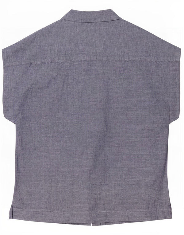 Camisa feminina de manga curta Hobbs UK 8 pequena linho azul